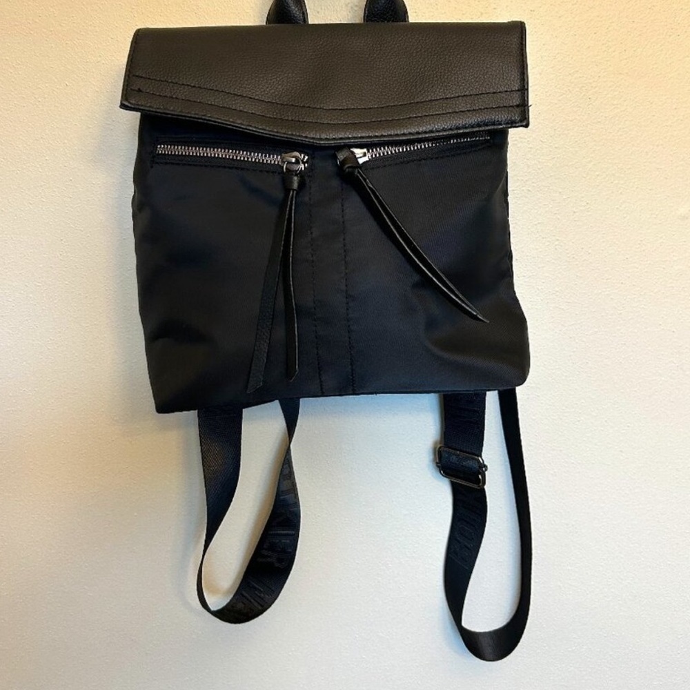 Botkier New York Backpack Purse Bag Black Leather Nylon
